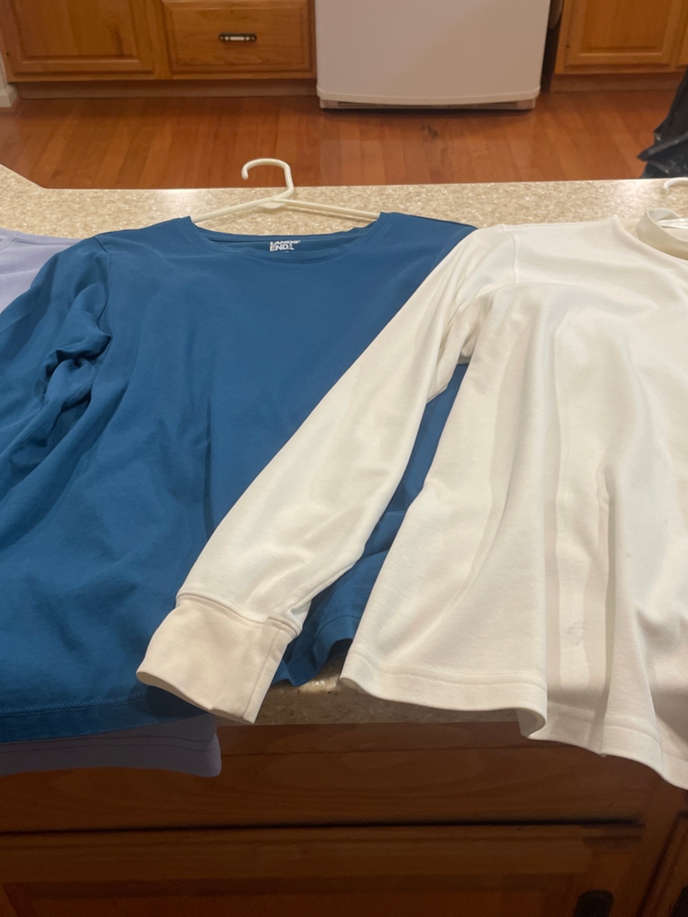 Set of 3 Lands' End Long Sleeve Tees in  and White, teal, and lavender